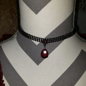1928 choker necklace red stone